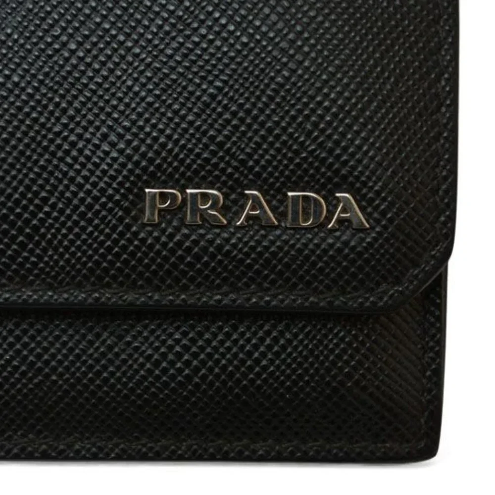 Prada Card Case Coin Case Business Card Holder Logo Leather Nero Black - Picture 3 of 8